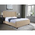 Eleganza Home Eleganza Dailyn Upholstered Bed Frame Plush Velvet Fabric Single Cream