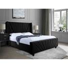Eleganza Home Eleganza Dailyn Upholstered Bed Frame Plush Velvet Fabric Single Black