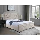 Eleganza Home Eleganza Dailyn Upholstered Bed Frame Plush Velvet Fabric Small Double Cream