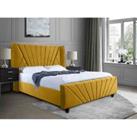 Eleganza Home Eleganza Dailyn Upholstered Bed Frame Plush Velvet Fabric Small Double Yellow
