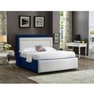 Eleganza Home Eleganza Bernado Upholstered Bed Frame Plush Velvet Fabric Single Blue