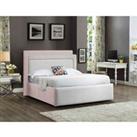 Eleganza Home Eleganza Bernado Upholstered Bed Frame Plush Velvet Fabric Small Double Pink