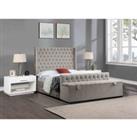 Eleganza Home Eleganza Devlet Upholstered Bed Frame Plush Velvet Fabric Super King Silver