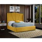 Eleganza Home Eleganza Harley Upholstered Bed Frame Plush Velvet Fabric Single Yellow