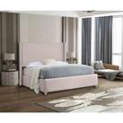 Eleganza Home Eleganza Cosmo Upholstered Bed Frame Plush Velvet Fabric Double Pink