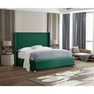 Eleganza Home Eleganza Cosmo Upholstered Bed Frame Plush Velvet Fabric Double Green