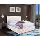 Eleganza Home Eleganza Markus Upholstered Bed Frame Plush Velvet Fabric Small Double Cream