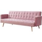 Home Detail Windsor V2 Pink Velvet Sofa Bed with Rose Gold Metal Legs