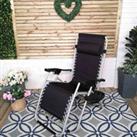 Samuel Alexander Multi Position Garden Zero Gravity Relaxer Chair Sun Lounger in Black & Silver