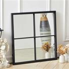 LivingandHome Living and Home Square Wall Accent Metal Framed Mirror - Black