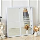 LivingandHome Living and Home Square Wall Accent Metal Framed Mirror - White