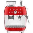 Smeg Espresso Coffee Machine With Grinder In Red