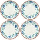 Purely Home Turquoise Floral Melamine Dinner Plates - Set Of 4