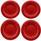Purely Home Crackle Red Melamine Dinner Plates - Set Of 4