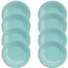 Purely Home Crackle Turquoise Melamine Dinner Plates - Set Of 8