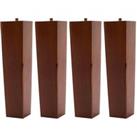 Livingandhome Square Wooden Walnut Finish Furniture Legs each Piece Comes With 4 Screws- Set Of 4