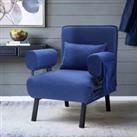 Livingandhome Blue Convertible Linen Fabric Single Sofa Bed