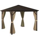 Outsunny 3x3(m) Hardtop Gazebo Outdoor Shelter with Metal Roof & Aluminium Frame