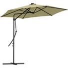 Outsunny 3(m) Cantilever Garden Parasol Umbrella with Solar LED and Cover, Beige