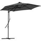 Outsunny 3(m) Cantilever Garden Parasol Umbrella with Solar LED and Cover, Grey