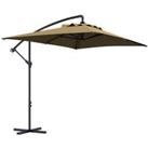 Outsunny 3 m Cantilever Parasol with Cross Base, Crank Handle, 6 Ribs, Brown