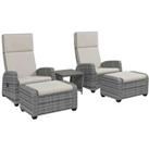 Outsunny 5 PCs Rattan Garden Furniture Set with Reclining Chairs, Table, Grey