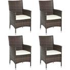 Outsunny 4 PC Outdoor Rattan Armchair Wicker Dining Chair Set for Garden Coffee