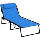 Outsunny Foldable Sun Lounger with Reclining Back, Sun Lounger with Padded Seat Blue