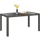 Outsunny Outdoor Dining Table for 6 with Glass Top, Aluminium Frame, Grey