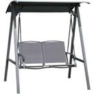Outsunny 2 Seater Garden Swing Chair Swing Bench with Adjustable Canopy, Grey