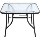 Livingandhome Tempered Glass Outdoor Coffee Table with Parasol Hole