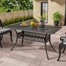 Livingandhome Outdoor Rectangle Cast Aluminum Garden Bistro Table - Black