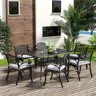 Livingandhome Garden Outdoor Set of 7 Retro Garden Bistro Chairs Set w/ Table - Black