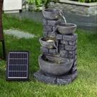 Livingandhome Rustic Solar Water Fountain w/ LED Lights