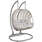 Dellonda Egg Hanging Swing Chair, Wicker Rattan Basket, Steel Frame, Double - DG61