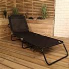 Samuel Alexander Lightweight Foldable Garden Patio Textoline Sun Lounger Bed in Black