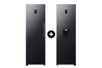 Samsung 1 Door Tall Fridge SpaceMax 382L ​and 1 Door Tall Freezer SpaceMax 323L - Gentle Black Phantom Black