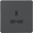 Knightsbridge 13A 1-Gang Unswitched Socket Anthracite with Black Inserts (101PX)