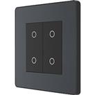 British General Evolve 2-Gang 2-Way LED Double Master Touch Trailing Edge Dimmer Switch Grey with Bl