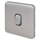 Schneider Electric Lisse Deco 10A 1-Gang 2-Way Retractive Switch Brushed Stainless Steel with Black 