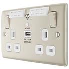 British General Nexus Metal 13A 2-Gang SP Switched Socket & WiFi Extender + 2.1A 10.5W 1-Outlet 