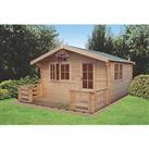 Shire Kinver 14' x 14' (Nominal) Apex Timber Log Cabin (13665)