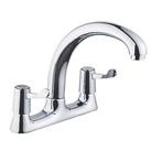 Deck-Mounted Dual-Lever Mixer Kitchen Tap Chrome (1371T)