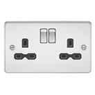Knightsbridge 13A 2-Gang DP Switched Double Socket Polished Chrome with Black Inserts (137TY)