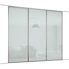 Spacepro Classic 3-Door Sliding Wardrobe Door Kit Silver Frame Arctic White Panel 1760mm x 2260mm (1