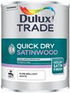 Dulux Trade Satin Pure Brilliant White Trim Quick-Dry Paint 1Ltr (1450H)