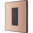 British General Evolve 1-Gang Coaxial TV / FM Socket Copper with Black Inserts (155RF)