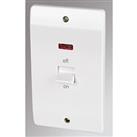 MK Logic Plus 50A 2-Gang DP Control Switch White with Neon (15973)