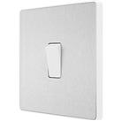 British General Evolve 20A 16AX 1-Gang Intermediate Light Switch Brushed Steel with White Inserts (1