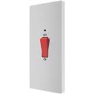 British General Evolve 45A 2-Gang 2-Pole Cooker Switch Brushed Steel with LED with White Inserts (17